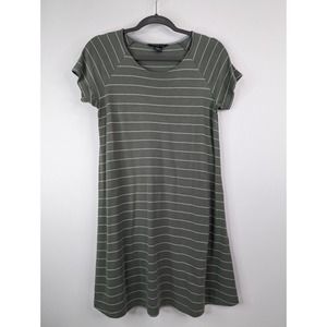 Free Fly Womens M Dockside Green Striped Bamboo UPF Breathable Shirt Dress